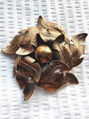 Vintage 1950s Renoir Copper Leaf Brooch/Pin